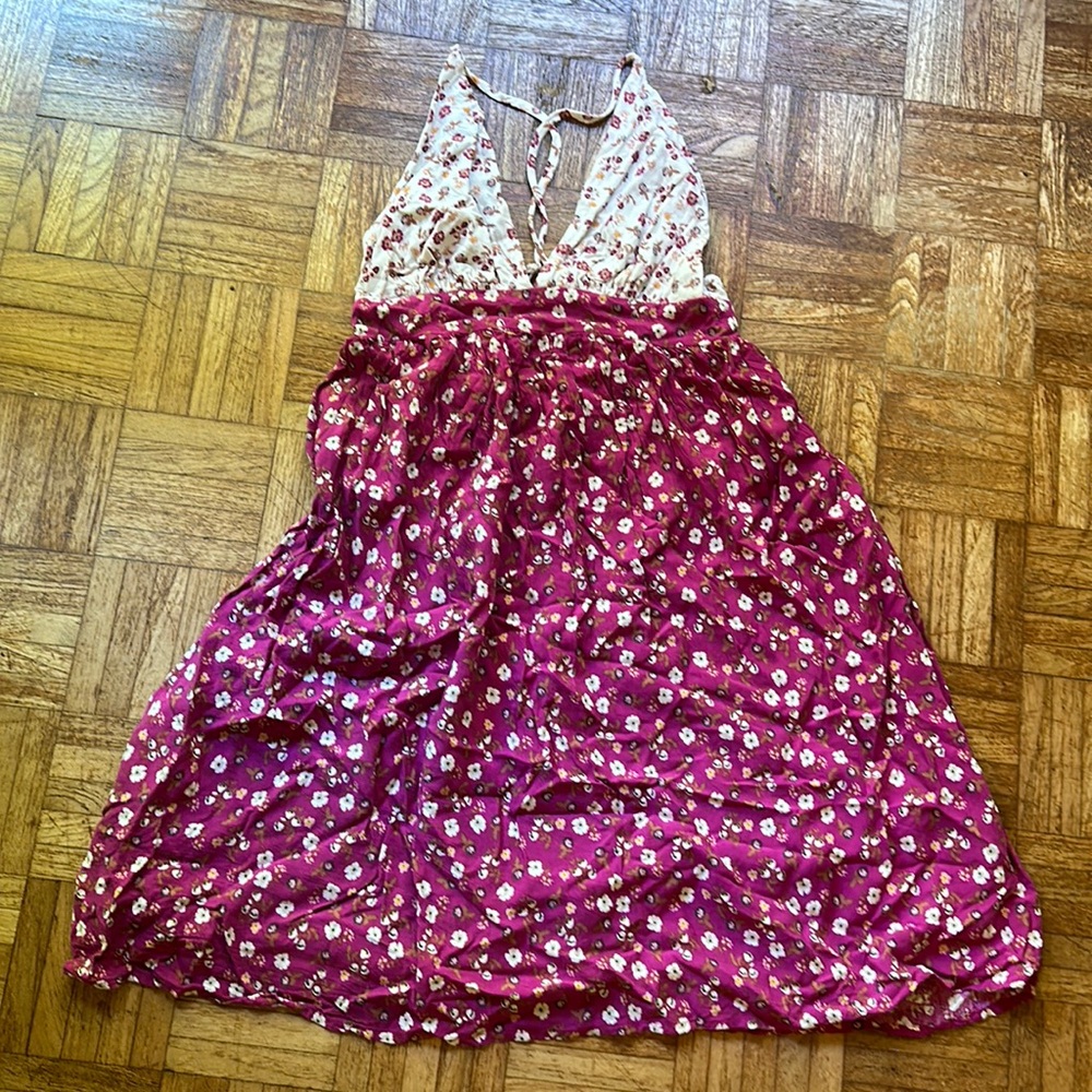 Strappy High-Waisted Floral Dress. Small